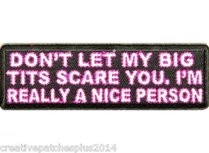 BIKER LADIES PATCHES "DONT LET MY BIG TITS" new nice FREE SHIPPING - Picture 1 of 1