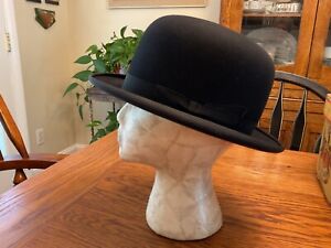 VTG Knox Fifteen Black Felt Derby Bowler Hat Size 7 New York, USA w/Original Box