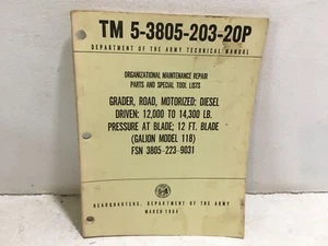 TM 5-3805-203-20P. Maintenance for Grader, road, diesel: Galion model 118. 1964 - Picture 1 of 7