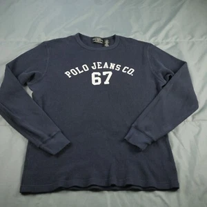 Vtg Polo Jeans Co 67 Shirt Mens L Navy Thermal Waffle Knit Y2K Ralph Lauren - Picture 1 of 10