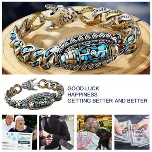 1X Türkis Sechs-Zeichen Mantra Neun-Augen Dzi Bead Armband, tibetischer Stil DE - Picture 1 of 17