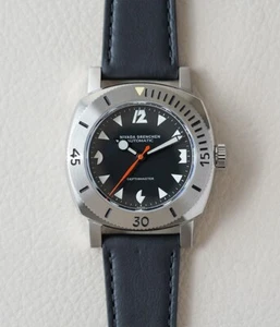 Nivada Grenchen White Pacman Depthmaster Black leather Strap 14102A17 Men's - Picture 1 of 10