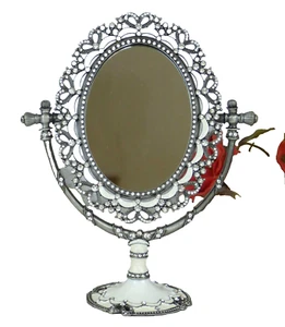 Espejo basculante espejo cosmético Art Nouveau espejo de maquillaje espejo plata pedrería decoración - Imagen 1 de 4