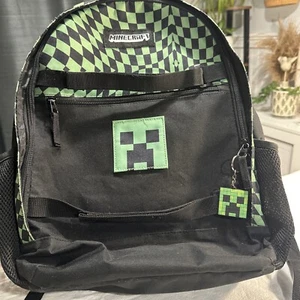 Mojang Minecraft Creeper Backpack Green Black Multiple Pockets With Key Chain - Picture 1 of 5