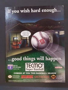 Tecmo Super Baseball Super Nintendo Print Ad Original Art - Picture 1 of 1
