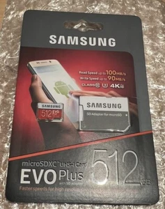 Samsung Memory 512GB EVO Plus Micro SD U3 Class 10 card with Adapter - Picture 1 of 2