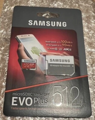 Samsung Memory 512GB EVO Plus Micro SD U3 Class 10 card with Adapter - Image 1 of 2