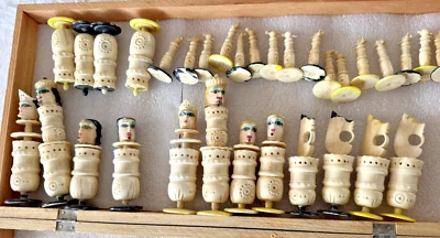 Juego completo de ajedrez mexicano español pintado a mano tallado art deco vintage PULPIT Foto 1 de 4