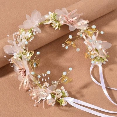 Flower Wreath Headdress - Forest Fairy Hairbands Wedding Kids Hair Accessories - Image 1 of 4