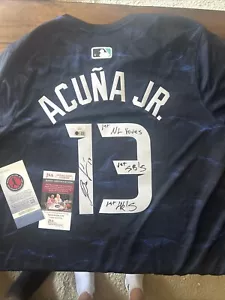 Ronald Acuna Jr. Signed Atlanta Braves Blue All Star Jersey Multiple Inscription - Picture 1 of 6