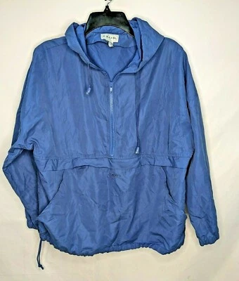 Chaqueta para mujer Izod pequeña azul con capucha cremalleras cordón liso manga larga poliéster Foto 1 de 4