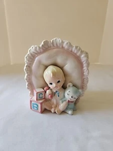 Vintage R/B Baby Mädchen Keramik Übertopf Vase 5" Japan - Bild 1 von 9