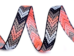 Webband 14mm Borte Pink / Grau 1m / 5m / 10m - Bild 1 von 1