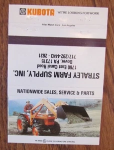 CUBIERTA KUBOTA TRACTOR MATCHBOOK: STRALEY FARM SUPPLY (DOVER, PENNSYLVANIA) -D8 - Imagen 1 de 2