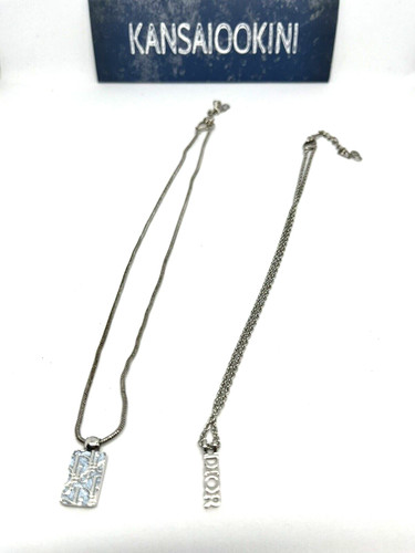 Collana Christian Dior collana set 2 metallo argento usata JP