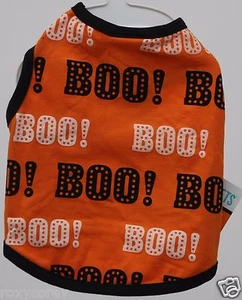 Halloween Martha Stewart ¡Búcheo naranja y negro! Boo! Camisa grande para perro mascota nueva con etiquetas - Imagen 1 de 2