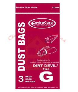 EnviroCare sacchetto sottovuoto su misura DIRT DEVIL HAND VAC tipo G confezione da 3 122SW - Foto 1 di 8
