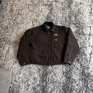 Vintage Carhartt Detroit Full Zip Jacket Blanket Lined J97 DKB Chocolate Fade L - Picture 1 of 12