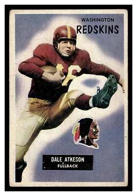 1955 BOWMAN FOOTBALL DALE ATKESON #129 ROOKIE CARD REDSKINS MID GRADE NICE! - Image 1 of 2