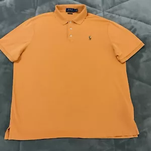 Polo Ralph Lauren Mens Polo Shirt Large Orange Sherbet Soft Cotton S/S Classic - Picture 1 of 8