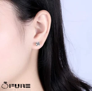 Women Girls Birthstone Round Diamond Cut Gold Silver Helix Tragus Stud Earrings - Picture 1 of 92
