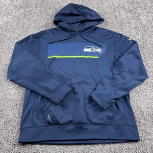 Seattle Seahawks Hoodie Men Large Navy Nike Therma Fit Pullover NFL - Picture 1 of 7