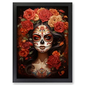 Gerahmter Sugar Skull Klassizismus Kunst Wandbild Leinwanddruck Poster Bild, Deko - Bild 1 von 4