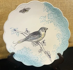 Set 4:EDIE ROSE Home Bloom Collection Songbird Butterfly Blue/White 9” Stoneware - Picture 1 of 21
