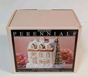 Pfaltzgraff Perennials Tea Rose Holiday, Pierced Light House, Complete In Box - Picture 1 of 13