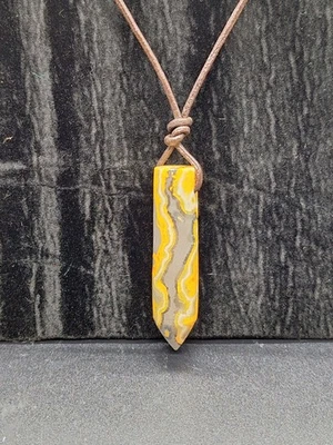 Cordón de cuero con punta de cristal de jaspe Bumblee unisex ajustable Foto 1 de 4