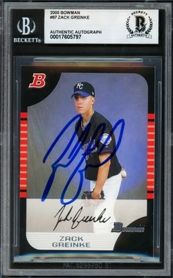 Zack Greinke Signed 2005 Bowman RC 97 Kansas City Royals Beckett #17605797 - Image 1 of 2