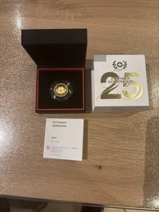 Schweiz 2024 25 CHF Franken Goldmünze, PP, mit Zertifikat und Box - Bild 1 von 4