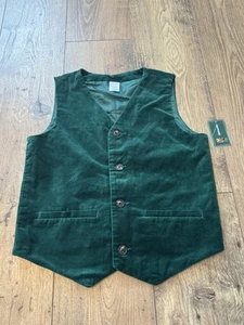 NWT Gymboree Boys Size 12 Sleeveless Solid Green Velvet Vest Christmas Holiday - Picture 1 of 7