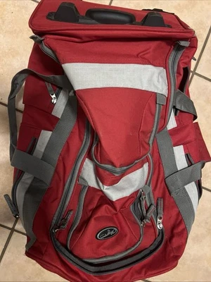 Olympia 8 Pocket Rolling Duffel Bag - Red, 22in (SRD-22) - Image 1 of 4