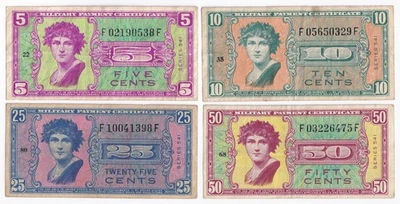 US Military Payment Certificate Series 541 - 5, 10, 25 & 50 Cents Lot of 4 notes - Image 1 of 2