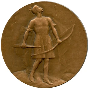 MEDALLA DE BRONCE FRANCIA TIRO CON ARCO VILLEMOMBLE POR ALEACIÓN 50mm 55g - Imagen 1 de 4