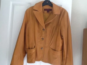 Women's Clothing - Margaret Godfrey NEW Leather Camel Jacket Size 12 $125 - Picture 1 of 5