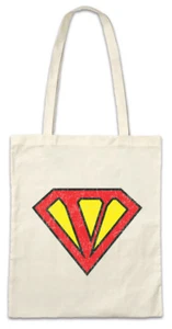 Super V Stofftasche Einkaufstasche Letter Gift Birthday Mother's Day Fun Comic - Picture 1 of 1
