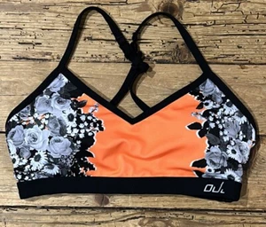 Lorna Jane Women’s Size XS Orange Floral Push Up Strappy Bra - Picture 1 of 7