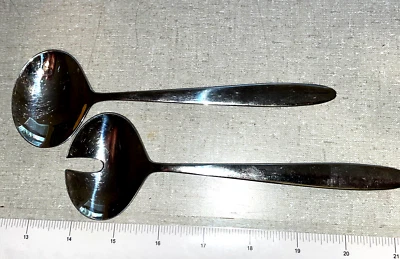 WMF CROMARGAN - MCM Stainless Salad Serving Set - Spoon & Fork - 8" - Image 1 of 3