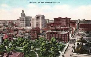 Postal de colección 1930 Edificios Calles El corazón de Nueva Orleans Louisiana LA - Imagen 1 de 2