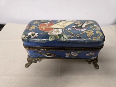 Antique 19c French Bronze Sevres Bressan Enamel Jewelry Casket box - Image 1 of 4