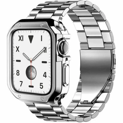 Pulseira de aço iWatch pulseira de metal + estojo TPU para Apple Watch 8 7 6 5 4 3 2 1 45/49mm - Imagem 1 de 4