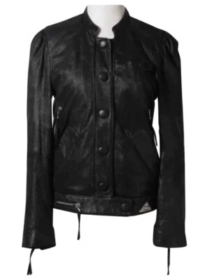 Jaqueta de Couro Preta Feminina Marc By Marc Jacobs Tamanho Pequeno -excelente estado! - Imagem 1 de 4