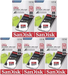 5 tarjetas de memoria SanDisk 32 GB Ultra MicroSDHC Micro SD 98 MB/s C10 A1 SDSQUAR-032G - Imagen 1 de 2