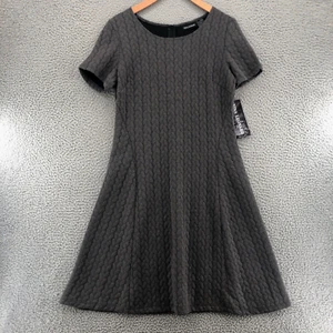 Abito donna Nina Leonard grigio medio linea A ginocchio manica corta elasticizzato nuovo con etichetta - Foto 1 di 10