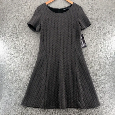 Vestido para mujer Nina Leonard gris medio línea A hasta la rodilla manga corta elástico nuevo con etiquetas Foto 1 de 4