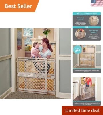 Puerta de bebé versátil para puertas y escaleras - Opción de montaje a presión y herrajes Foto 1 de 4