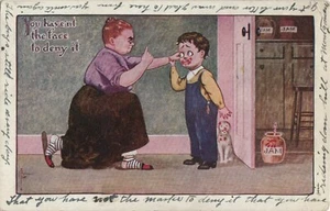 Postcard You have'nt the face to deny it Mother Kid Dog C.Ryan Posted 1911 - Picture 1 of 2