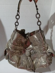 Coach Kristin Ltd Ed Gray Leather Python Printed Drawstring Hobo Shoulder Bag - Bild 1 von 9
